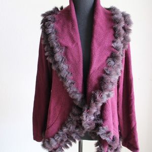 Beautiful Deep Plum Open Front Sweater